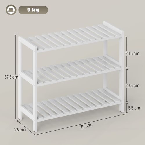 Meuble à Chaussures Range-chaussures 3 Niveaux Bambou Mdf