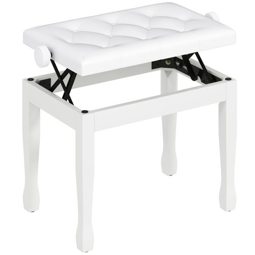 Tabouret De Piano Hauteur Réglable Blanc