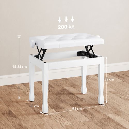 Tabouret De Piano Hauteur Réglable Blanc