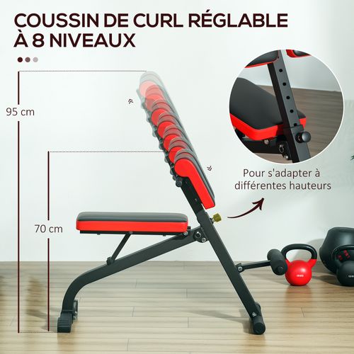 Banc De Musculation Réglable Acier Noir