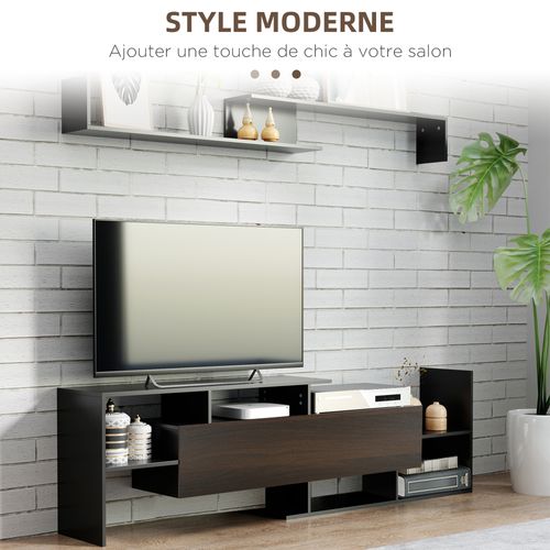 Ensemble Meuble TV Avec Étagère Murale Style Contemporain