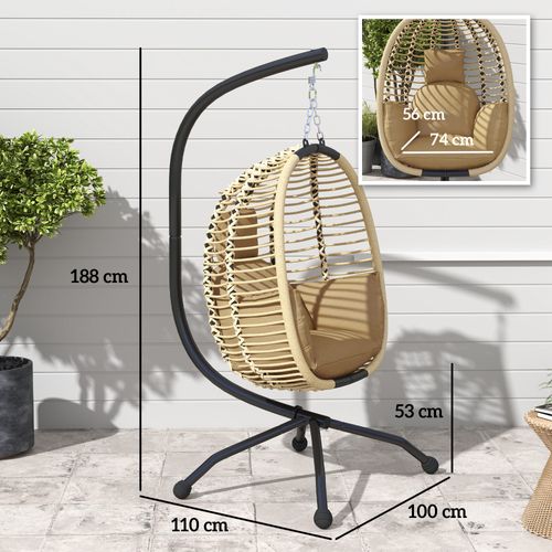 Fauteuil Oeuf Suspendu Balancelle Pliable Avec Coussin Et Support