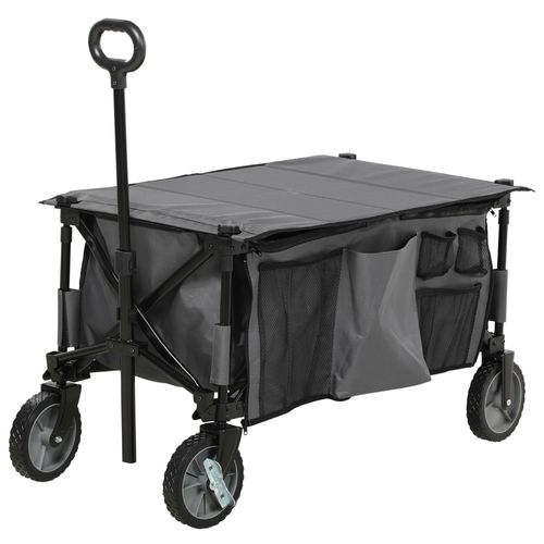 Chariot De Jardin Pliable 4 Roues Acier Polyester