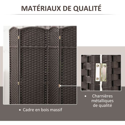 Paravent Intérieur Pliable 6 Panneaux 240 X 170 Cm Pp  Bois Pin