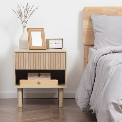 Lot De 2 Chevets Design Urban Craft Tiroir Niche Effet Bois Clair Naturel