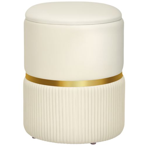 Pouf Repose-pied Tabouret Design Avec Coffre De Rangement Velours Côtelé Acier Brossé Doré