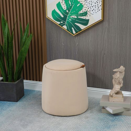 Pouf Coffre Table Basse D'appoint 3 En 1 - Couvercle Double Face - Velours