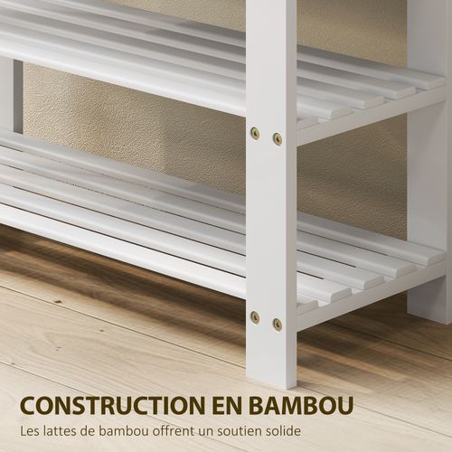 Banc à Chaussures 2 Étagères Bois Bambou
