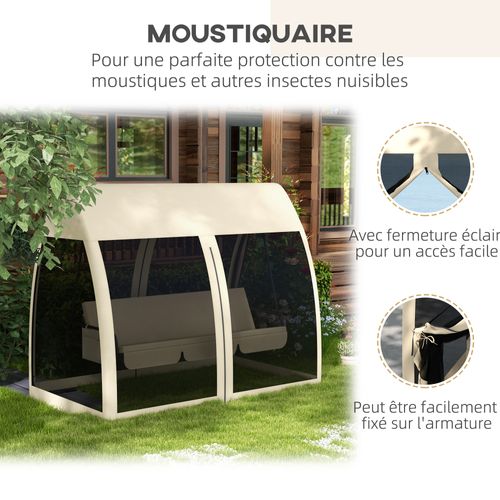 Balancelle De Jardin Convertible 3 Places Avec Matelas Moustiquaire