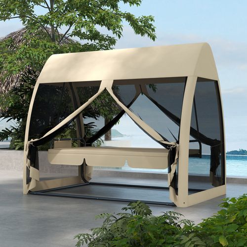 Balancelle De Jardin Convertible 3 Places Avec Matelas Moustiquaire