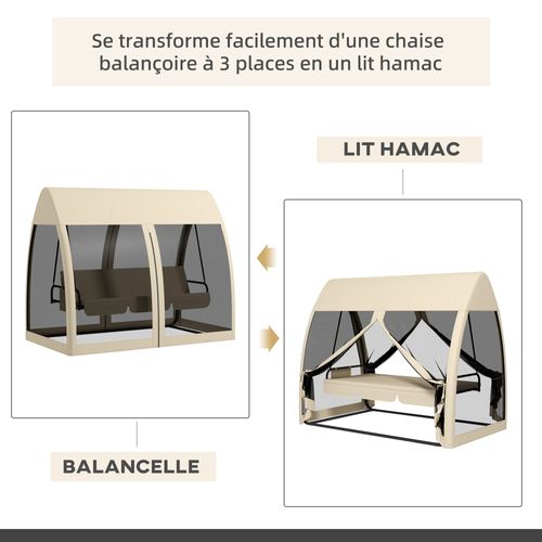 Balancelle De Jardin Convertible 3 Places Avec Matelas Moustiquaire