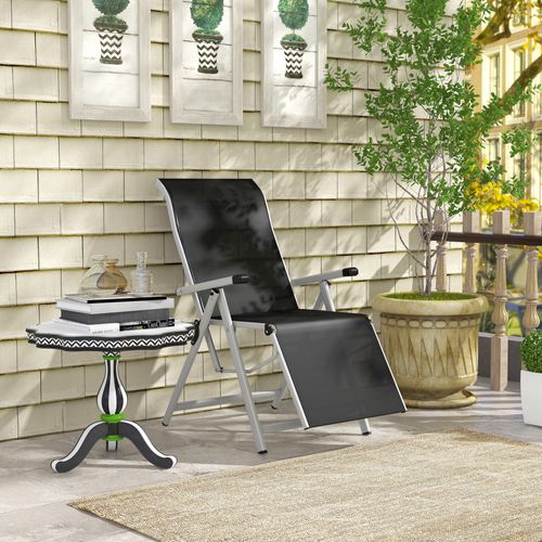 Chaise Longue Pliable Dossier Repose-pied Réglable Métal Époxy Textilène