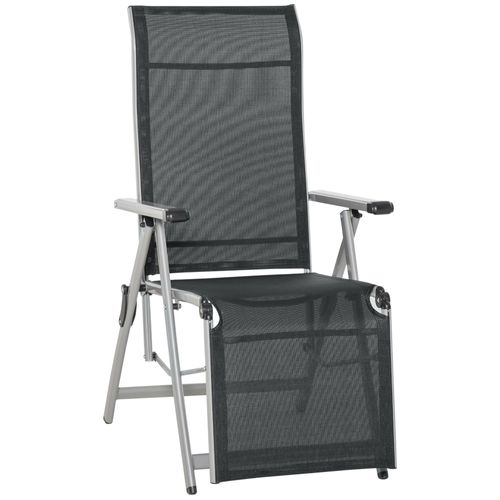 Chaise Longue Pliable Dossier Repose-pied Réglable Métal Époxy Textilène