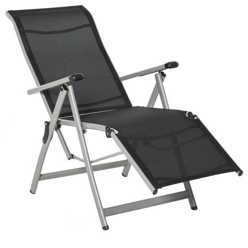 Chaise Longue Pliable Dossier Repose-pied Réglable Métal Époxy Textilène