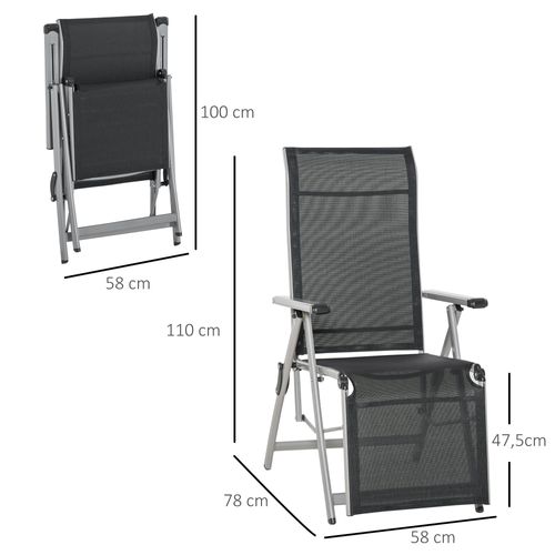 Chaise Longue Pliable Dossier Repose-pied Réglable Métal Époxy Textilène