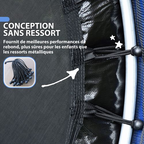 Trampoline Enfant D.140 Cm Max. 45 Kg - Filet, Porte, 6 Poteaux