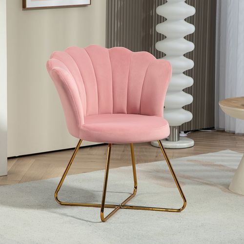 Fauteuil Design Coquillage Piètement Acier Doré Velours