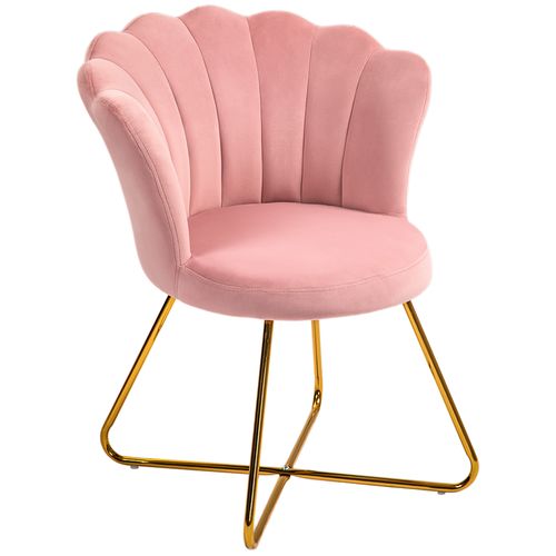 Fauteuil Design Coquillage Piètement Acier Doré Velours