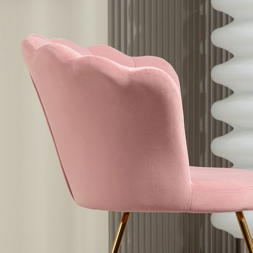 Fauteuil Design Coquillage Piètement Acier Doré Velours