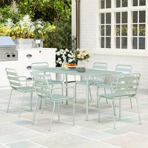Salon De Jardin 6 Places 7 Pièces - Table à Manger 6 Chaises Empilables - Acier
