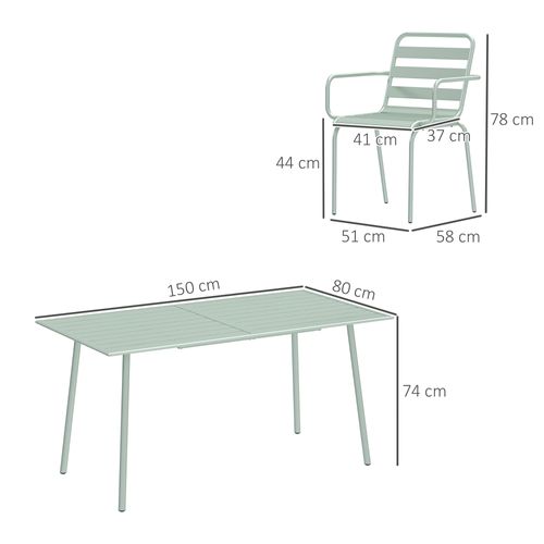 Salon De Jardin 6 Places 7 Pièces - Table à Manger 6 Chaises Empilables - Acier
