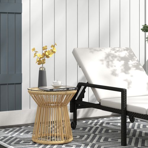 Table Basse D'appoint De Jardin Style Cosy D. 40 Cm Résine Verre