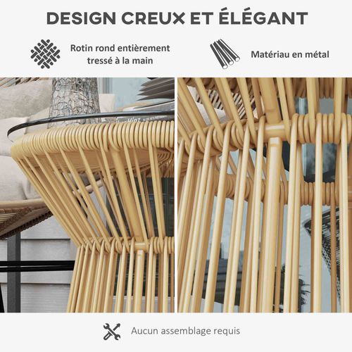 Table Basse D'appoint De Jardin Style Cosy D. 40 Cm Résine Verre