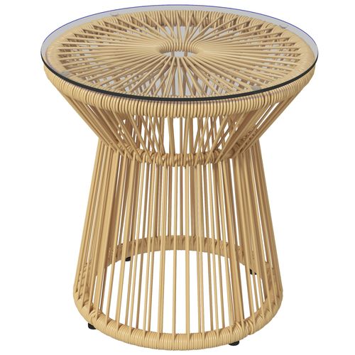 Table Basse D'appoint De Jardin Style Cosy D. 40 Cm Résine Verre