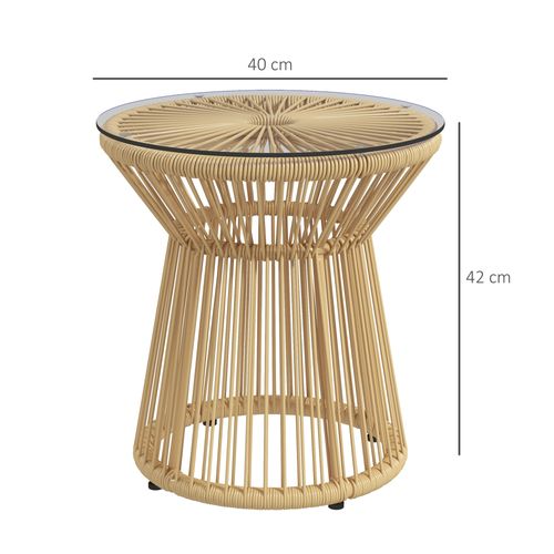 Table Basse D'appoint De Jardin Style Cosy D. 40 Cm Résine Verre