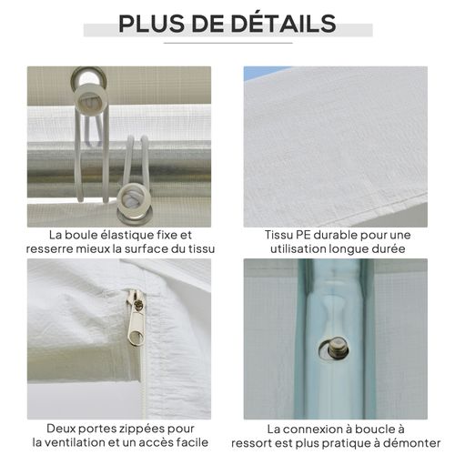 Barnum Tonnelle Tente De Réception 3 X 6 M Acier Galvanisé Pe Blanc