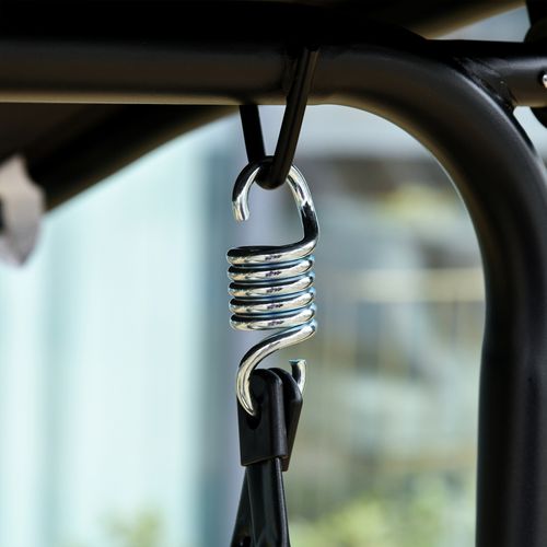 Balancelle De Jardin 2 Places - Toit Réglable - Acier Textilène Noir