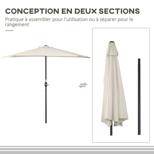 Demi Parasol - Parasol De Balcon - Métal Polyester Crème