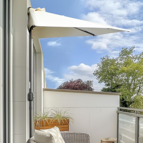 Demi Parasol - Parasol De Balcon - Métal Polyester Crème