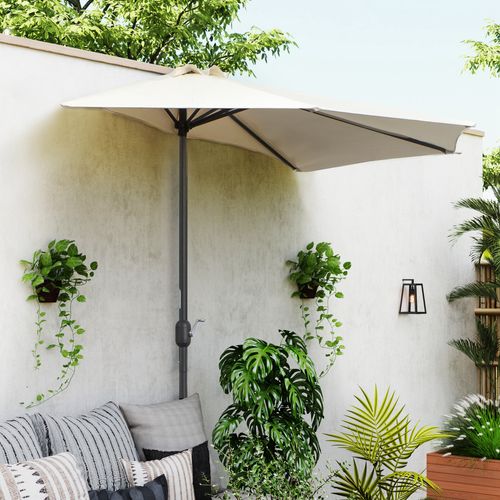 Demi Parasol - Parasol De Balcon - Métal Polyester Crème