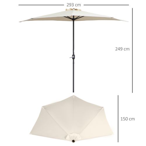 Demi Parasol - Parasol De Balcon - Métal Polyester Crème