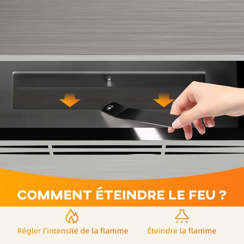 Cheminée Bioéthanol Encastrable Design - 0,9l - Acier Inox. Brossé