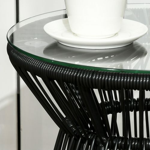 Table Basse D'appoint De Jardin Style Cosy Ø 40 Cm Résine Verre