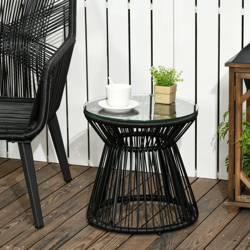 Table Basse D'appoint De Jardin Style Cosy Ø 40 Cm Résine Verre