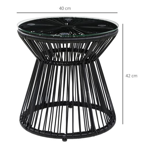 Table Basse D'appoint De Jardin Style Cosy Ø 40 Cm Résine Verre