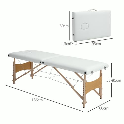 Table De Massage Pliante 2 Zones Sac Tranport Inclus Bois Pu