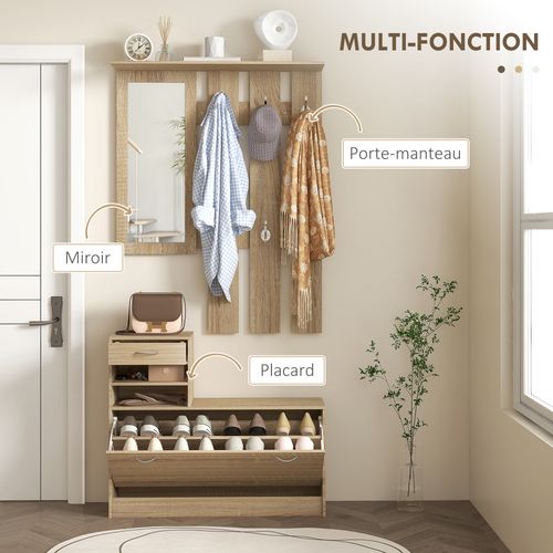 Ensemble Meubles D'entrée Design Naturel Effet Bois