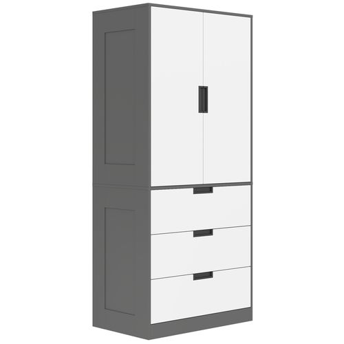 Armoire De Chambre 2 Portes - Penderie, 3 Tiroirs