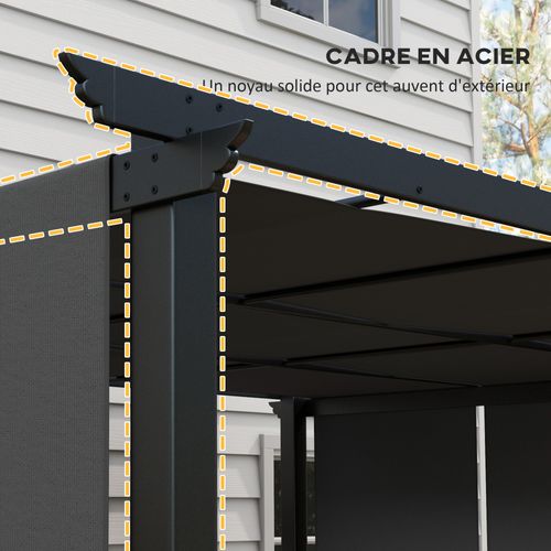 Pergola 3 Toiles Coulissantes - Dim. 3,57l X 2,96l X 2,35h M