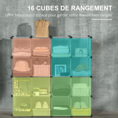 Rangement Modulable 16 Cubes Forme Carré Dim. Totales 125 X 125 Cm