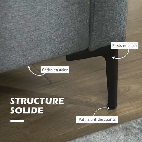 Canapé 2 Places Design Contemporain Effet Capitonné Tissu