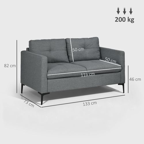 Canapé 2 Places Design Contemporain Effet Capitonné Tissu