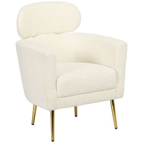 Fauteuil Cabriolet Design Bouclette Piètement Métal Doré Appui-tête