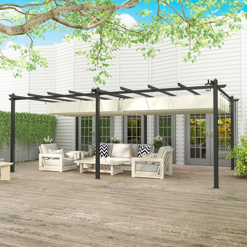 Pergola Rétractable Grande Taille Polyester Haute Densité Alu