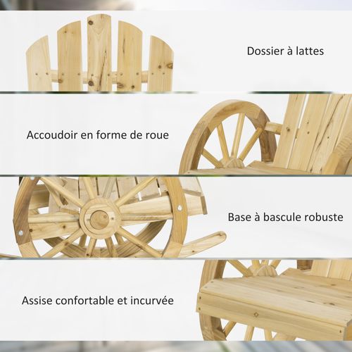 Fauteuil De Jardin Adirondack Accoudoirs Roues Charrette Sapin Pré-huilé