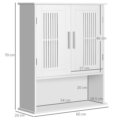 Armoire Murale De Salle De Bain 2 Portes Étagère Niche Blanc